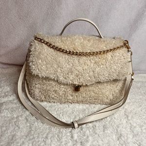 Faux sherpa crossbody bag